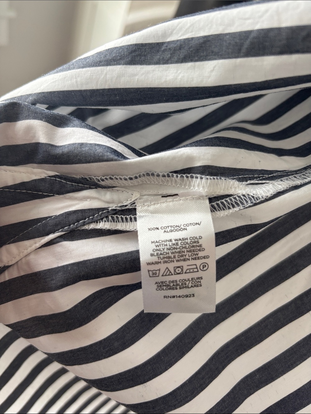 LOFT Gray and White Vertical Stripe Button-Up Blouse - Picture 4 of 4